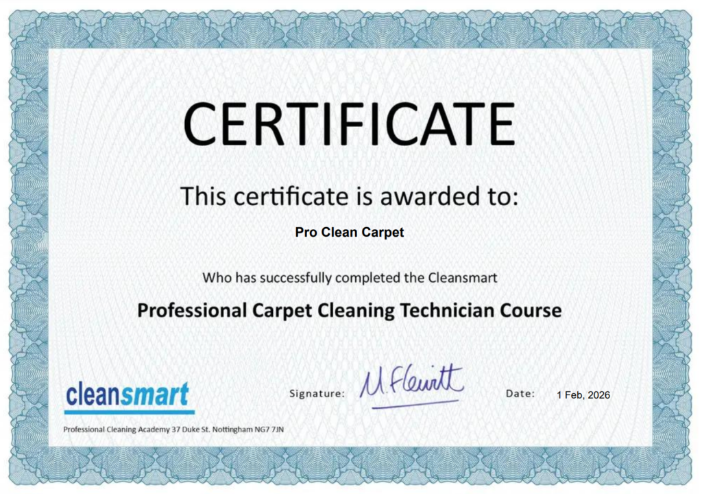 Pro Clean Carpet - CleanSmart Certification for Proffesional Carpet Cleaning Technician Course