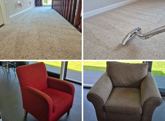 Carpets and sofas after cleaning in Rochdale with lifted pile, softer fibres and a fresh, clean look